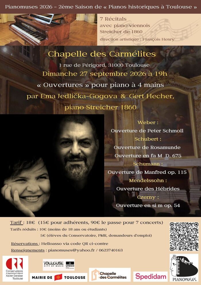 Saison musicale – « Ouvertures » pour piano à 4 mains, Chapelle des Carmélites, Toulouse