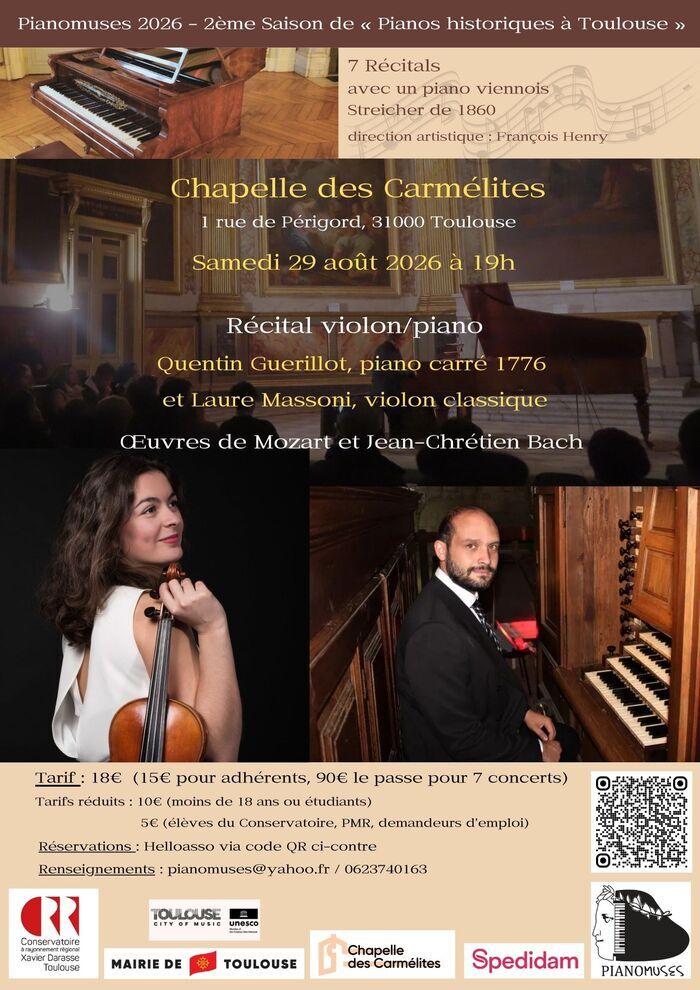 Saison musicale – Récital violon/piano, avec Laure Massoni et Quentin Guérillot, Chapelle des Carmélites, Toulouse