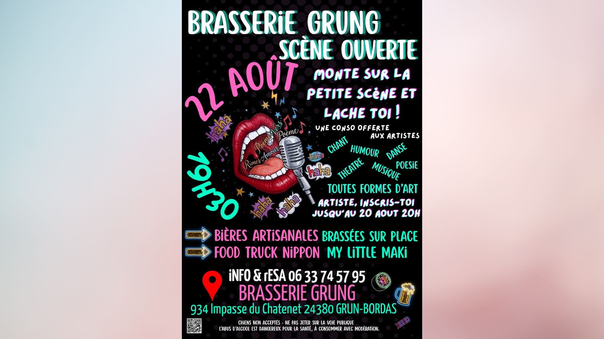 Scène ouverte brasserie Grung Impasse du Châtenet Grun-Bordas 2026-08-22
