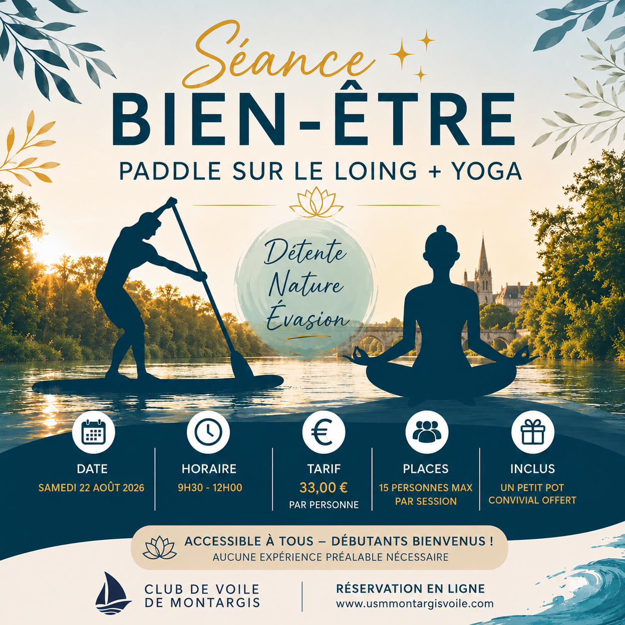 Séance bien-être paddle + yoga Rue des Closiers Montargis 2026-08-22