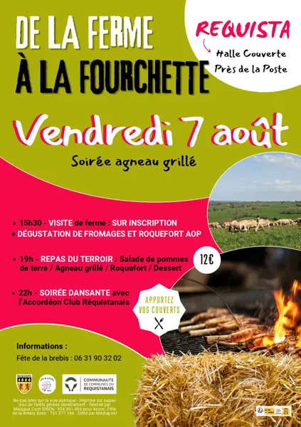 Soirée Agneau Grillé DE LA FERME A LA FOURCHETTE Réquista