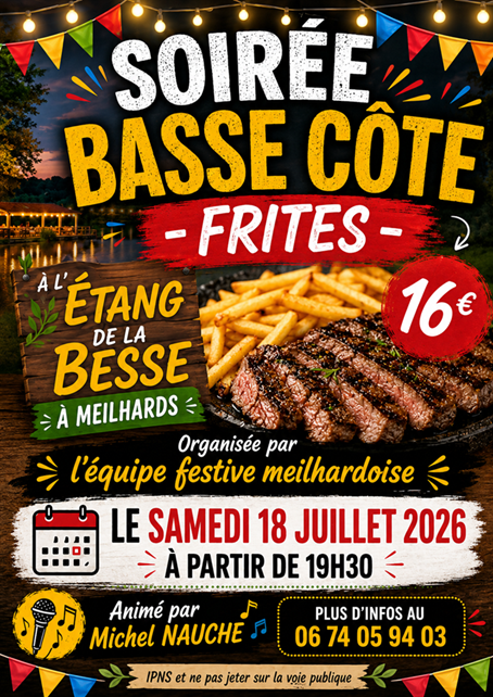 Soirée Basse-côte Frites Etang de la Besse Meilhards 2026-07-18