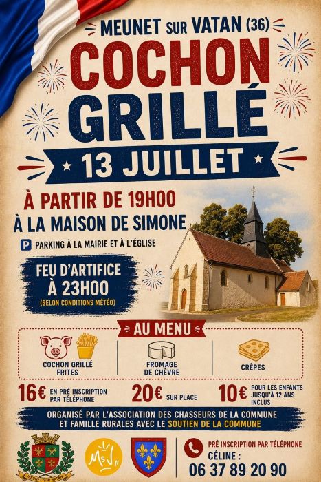 Soirée « cochon grillé » Meunet-sur-Vatan