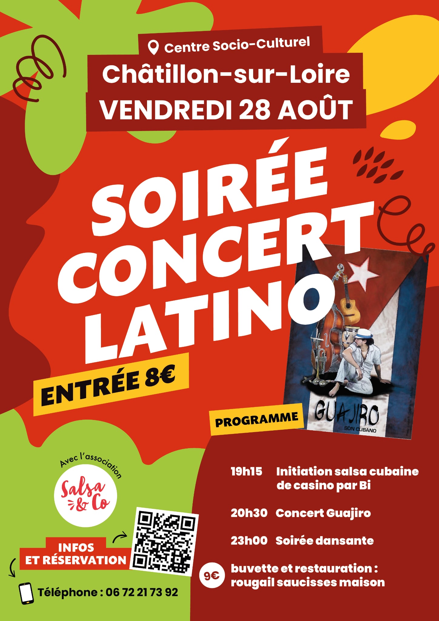 Soirée concert latino 36 Place du Champ de Foire Châtillon-sur-Loire 2026-08-28