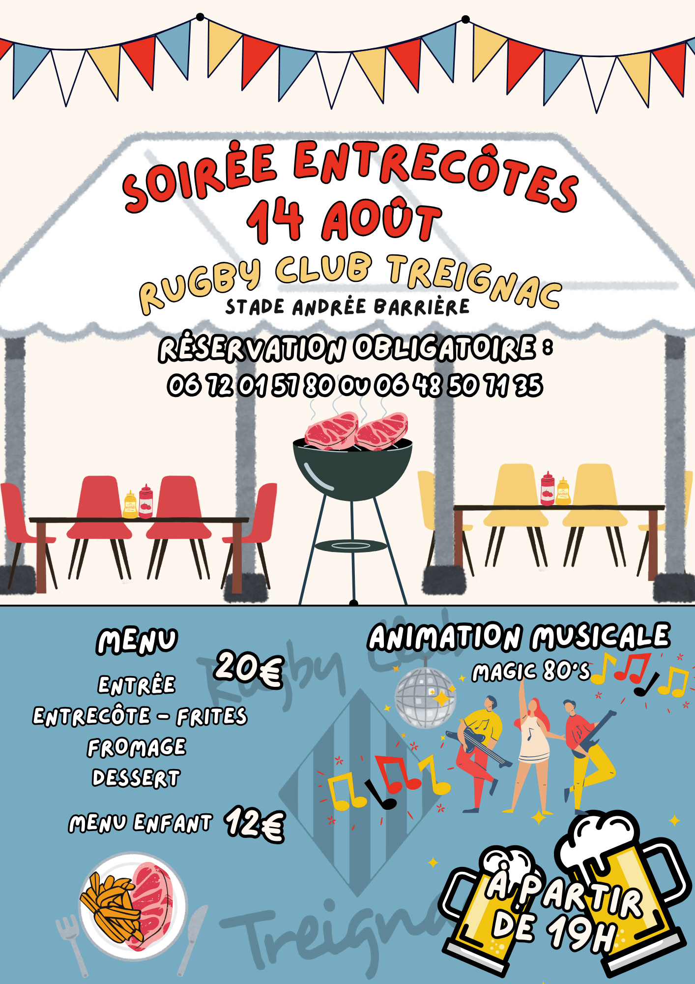 Soirée entrecôtes du Rugby Club de Treignac Lieu-dit La Bagatelle Treignac 2026-08-14