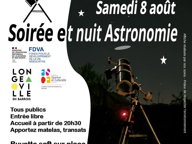 Soirée et nuit astronomie Étoiles filantes  Longeville-en-Barrois