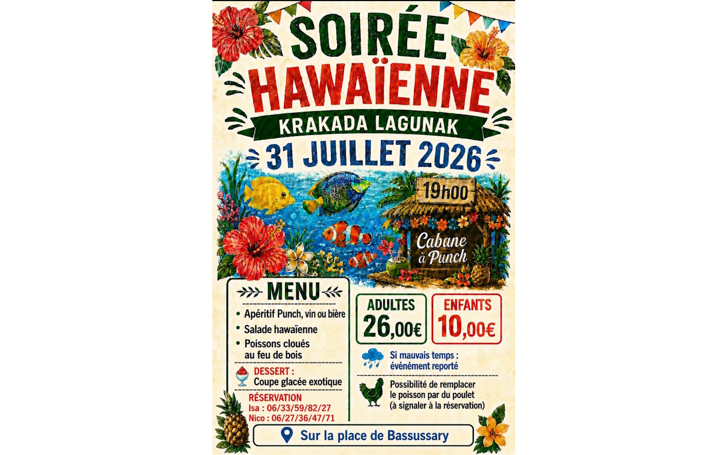 Soirée Hawaîenne Place Bassussarry 2026-07-31