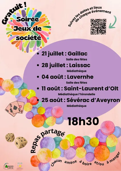 Soirée jeux de société à la médiathèque  Saint-Laurent-d&rsquo;Olt