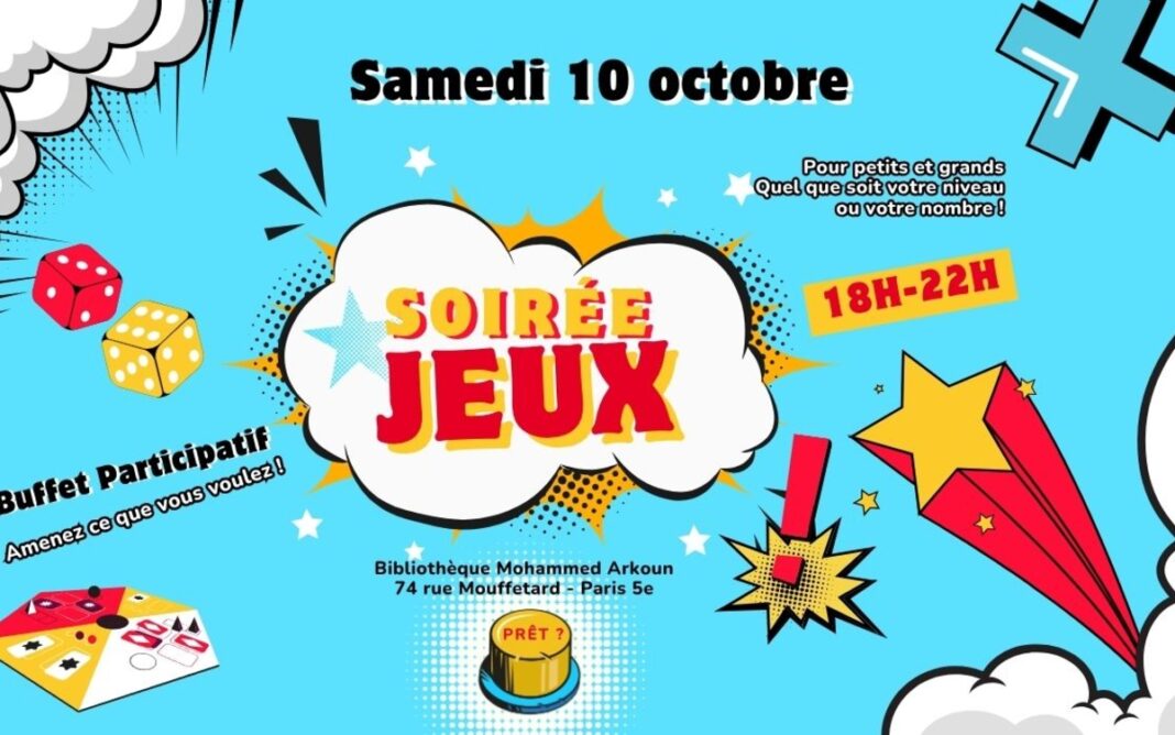 Soirée jeux de société Bibliothèque Mohammed Arkoun Paris