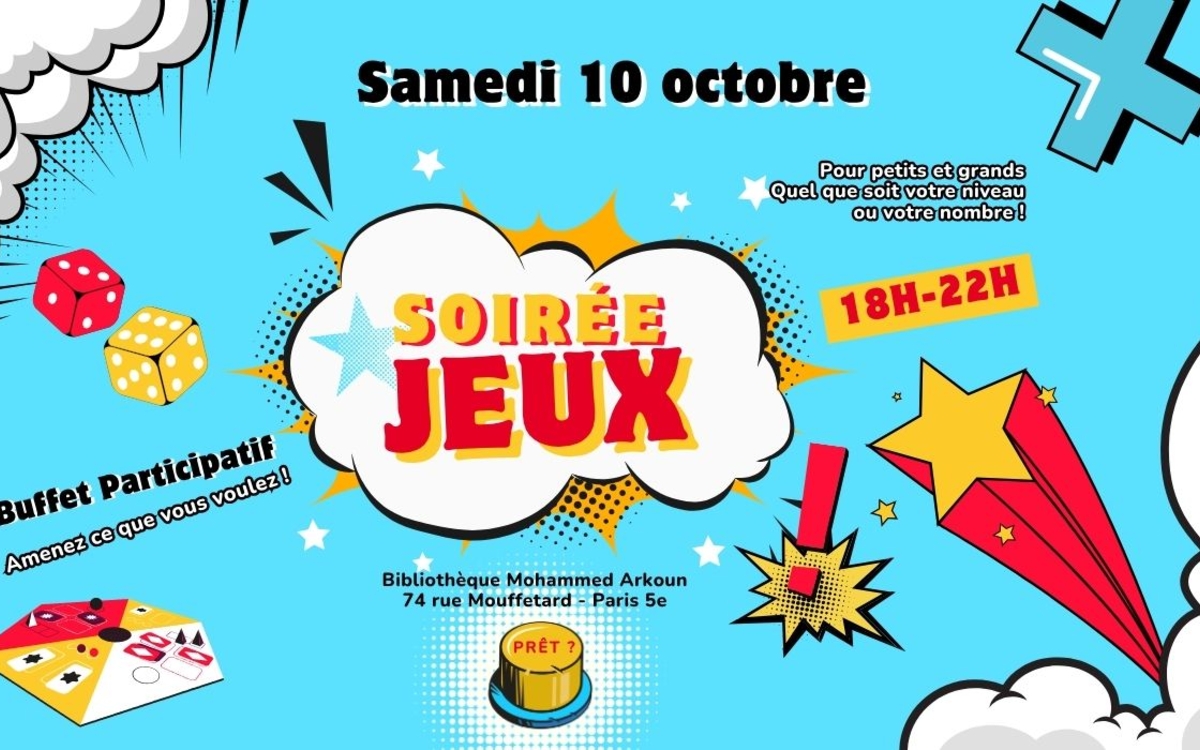 Soirée jeux de société Bibliothèque Mohammed Arkoun Paris