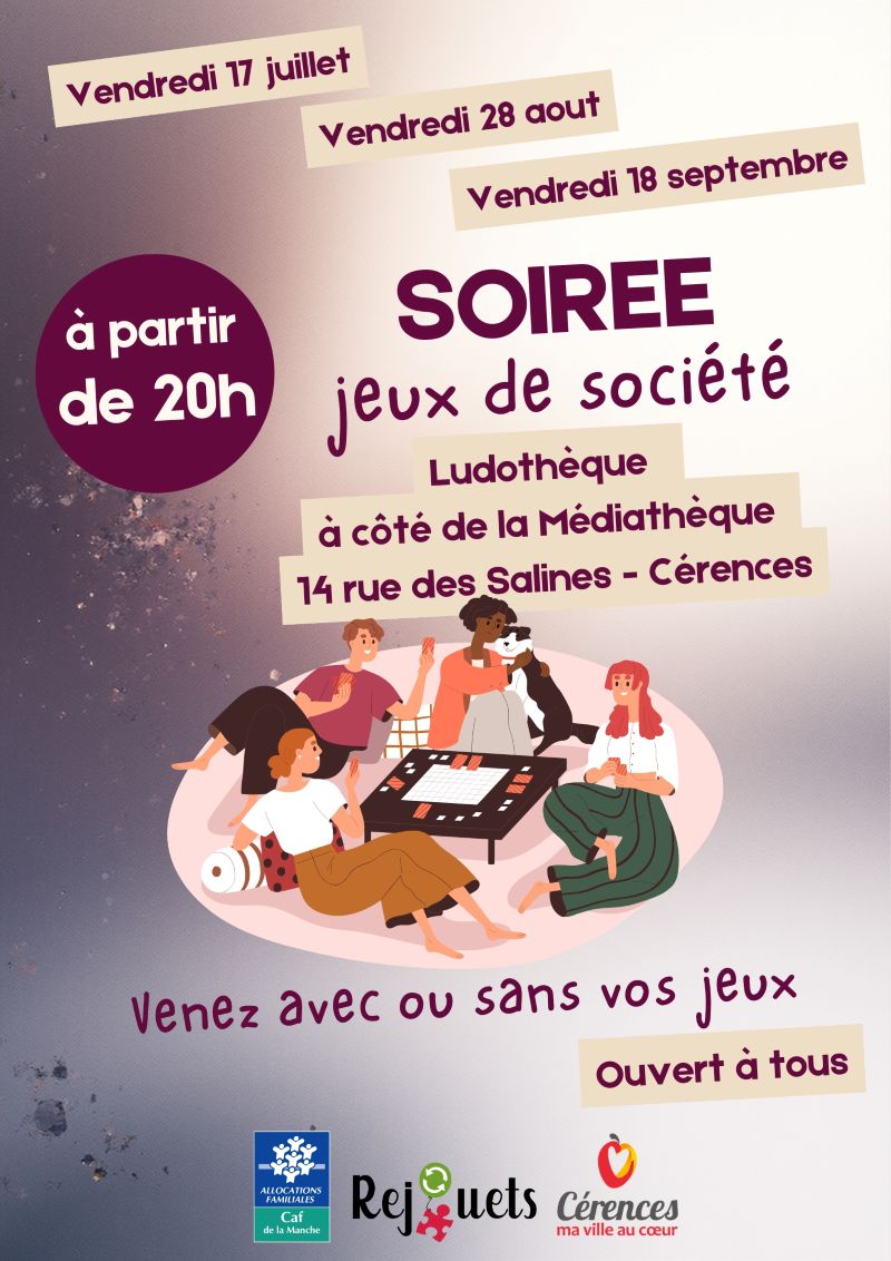 Soirée jeux de société 14 Rue des Salines Cérences 2026-08-28