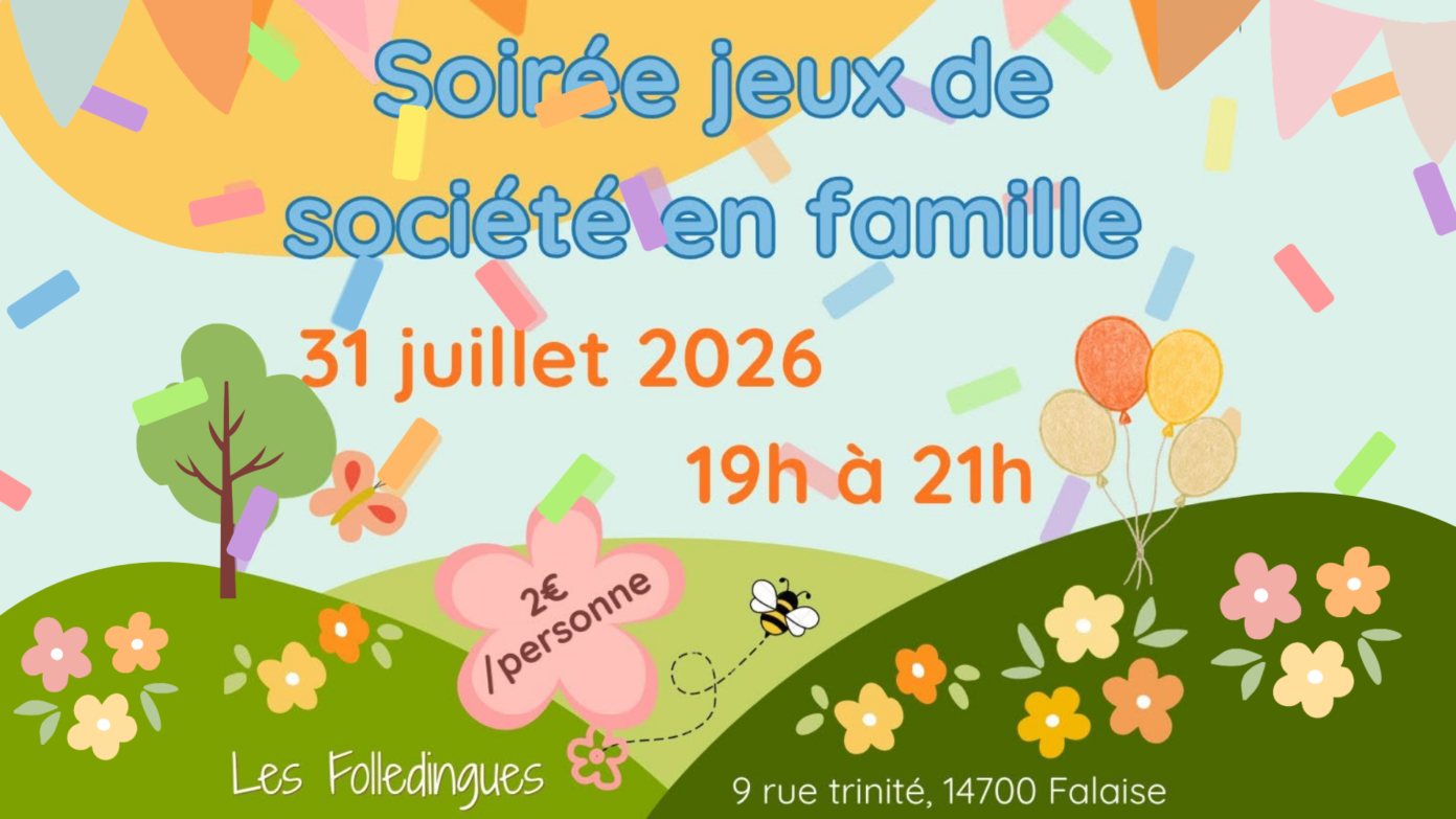 Soirée jeux de sociétés en famille à la boutique les Folledingues Falaise
