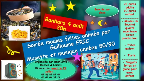 Soirée moules frites Banhars Campouriez 2026-08-04