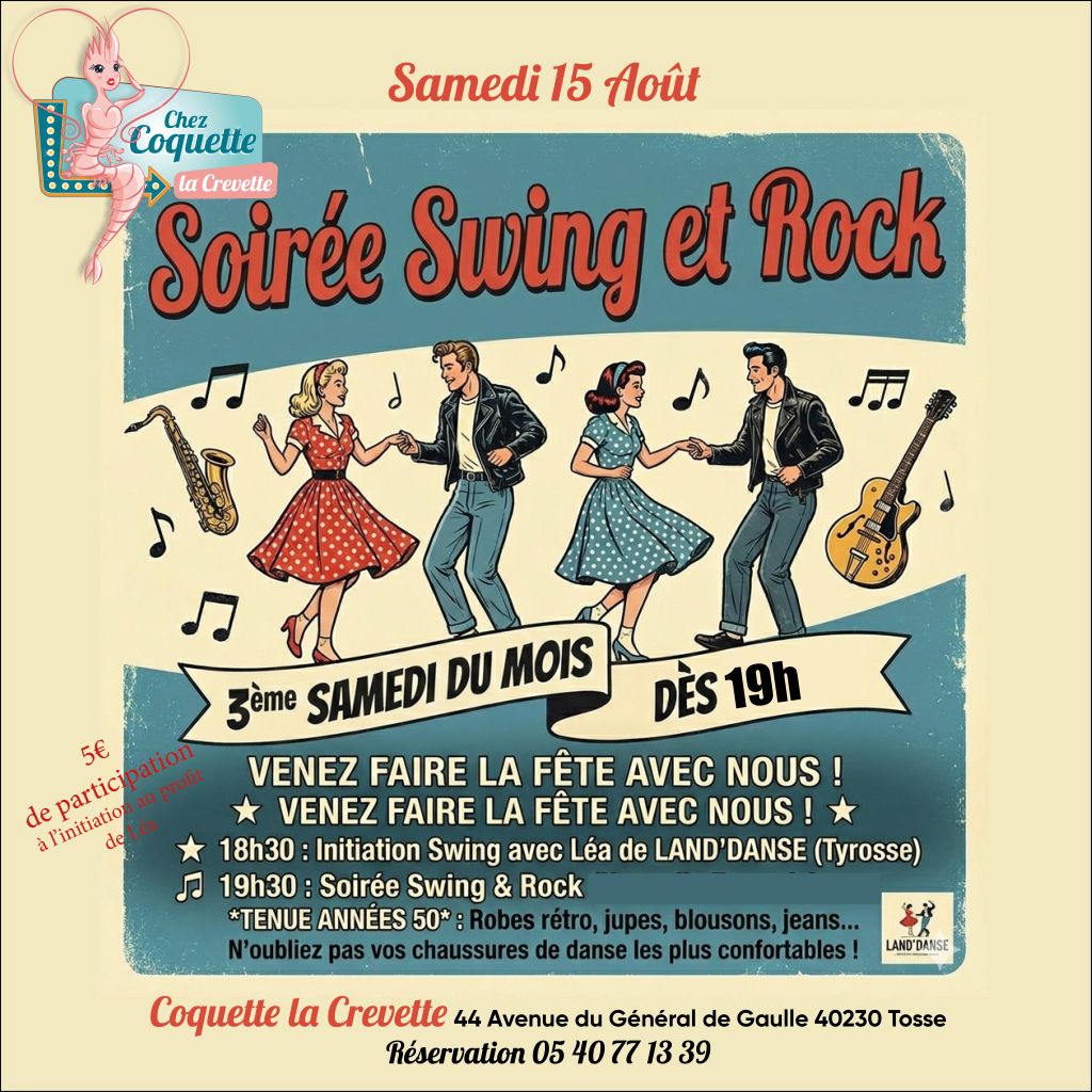 Soirée swing et rock 44 Avenue du Général de Gaulle Tosse 2026-08-15