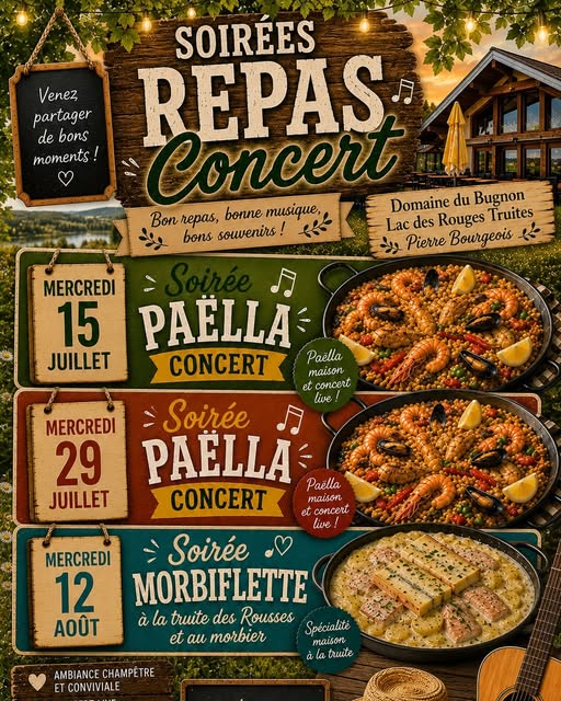 Soirées Repas Concert Domaine du Bugnon Domaine du Bugnon Lac-des-Rouges-Truites
