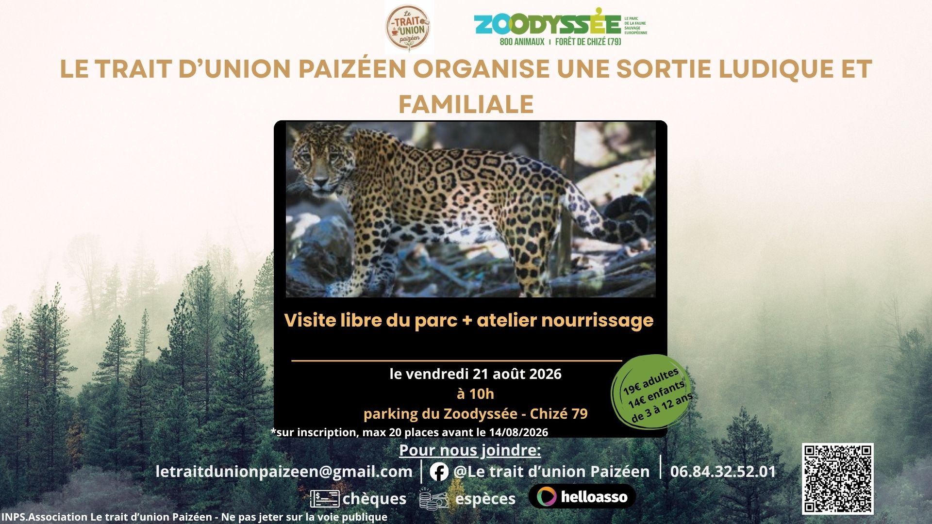 Sortie Zoodyssée avec activité de nourrissage Lieu dit Virollet Villiers-en-Bois 2026-08-21