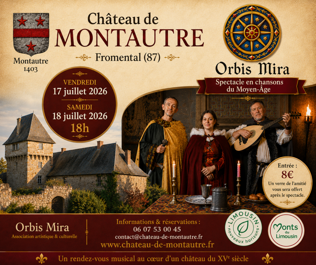 Spectacle médiéval de la compagnie Orbis Mira Château de Montautre Fromental