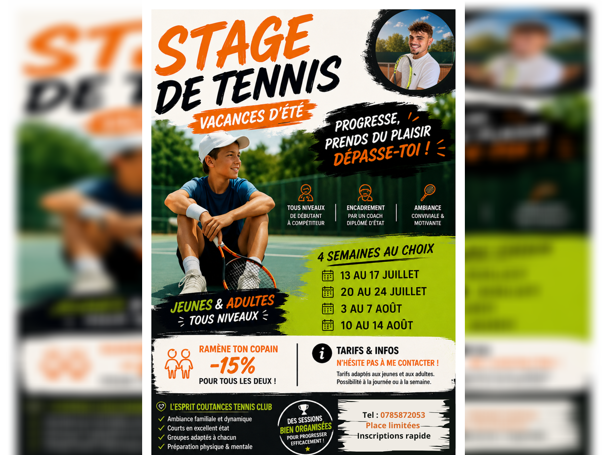Stage tennis Parc des sports Coutances 2026-08-10