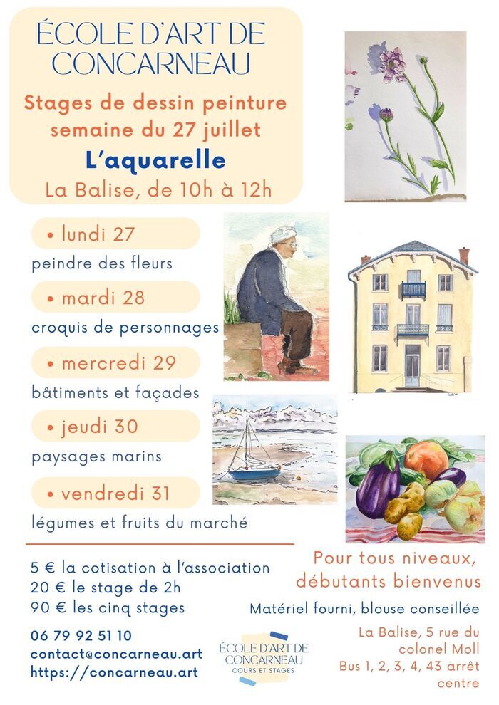 Stages d’aquarelle, La Balise, Concarneau