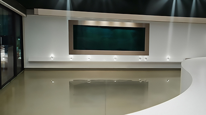 Tableau vert émeraude de 4m de long signé Guillaume Bottazzi, Immeuble La Vague, Lyon