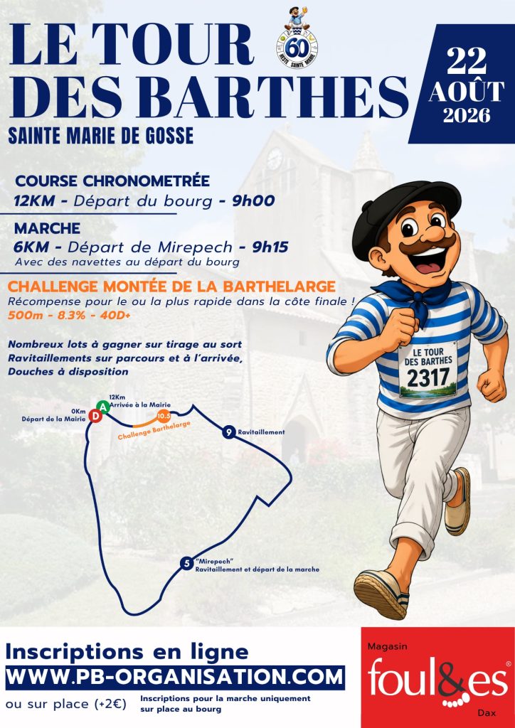 Tour des Barthes Place du village Sainte-Marie-de-Gosse