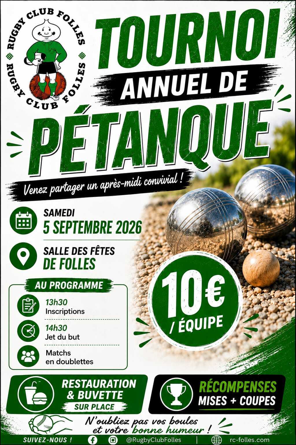 Tournoi annuel de Pétanque du Rugby club Folles Folles