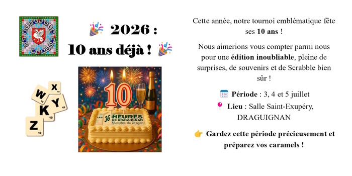 Tournoi de Scrabble international Complexe Saint Exupéry Draguignan