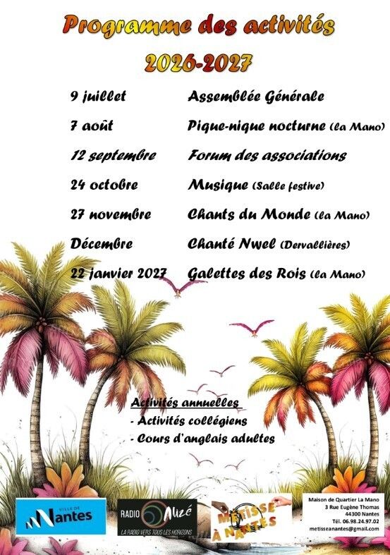 Tous les évènements FUN 2026 de l’association Métisses à Nantes Maison de quartier La Mano Nantes