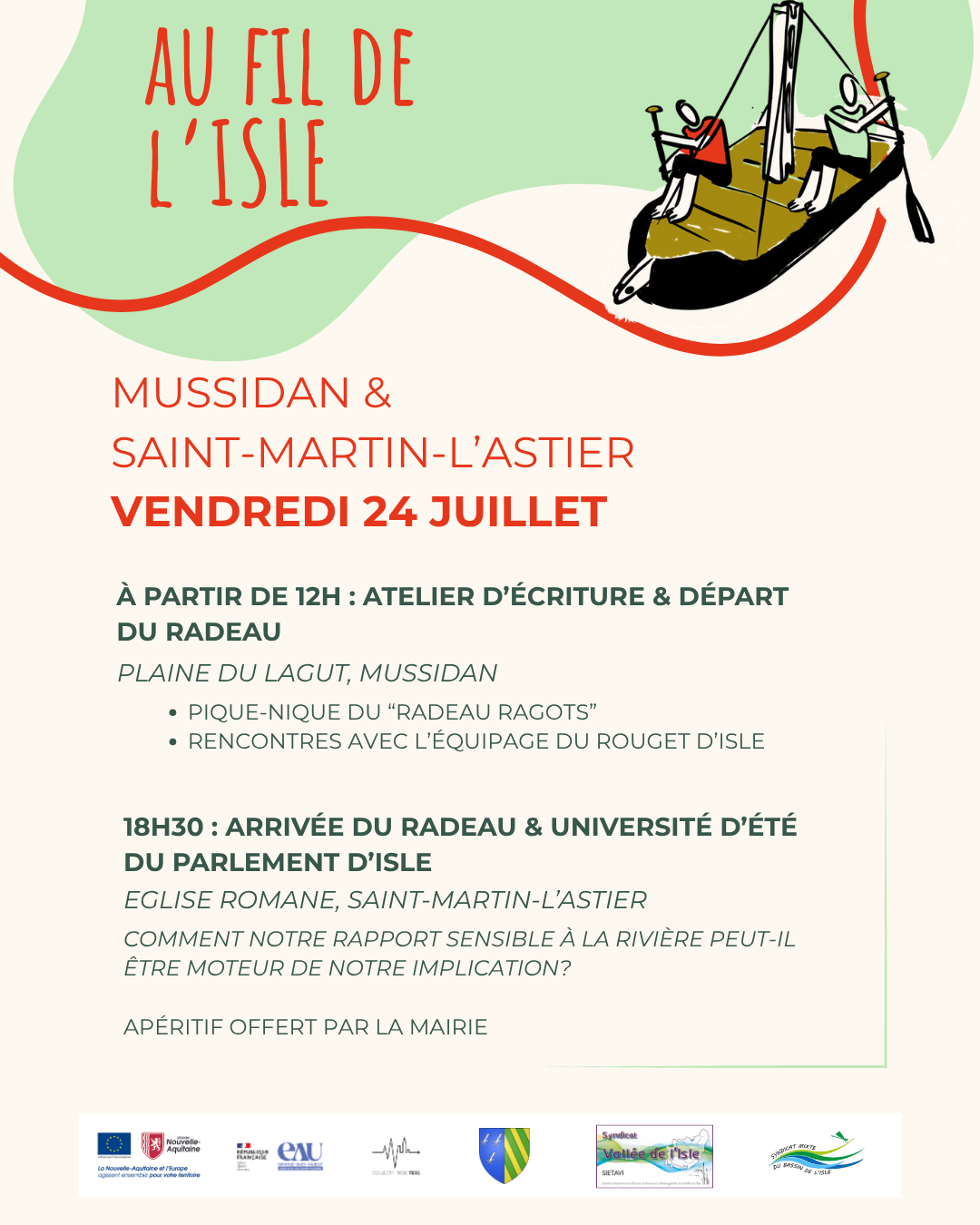 Une semaine au fil de l’isle Aire de Lagut Mussidan 2026-07-24