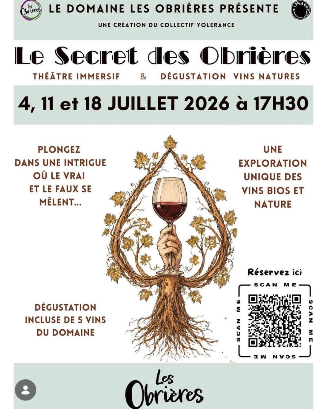 LE SECRET DES OBRIERES – THEATRE IMMERSIF ET DEGUSTATION DE VINS DOMAINE LES OBRIERES servian