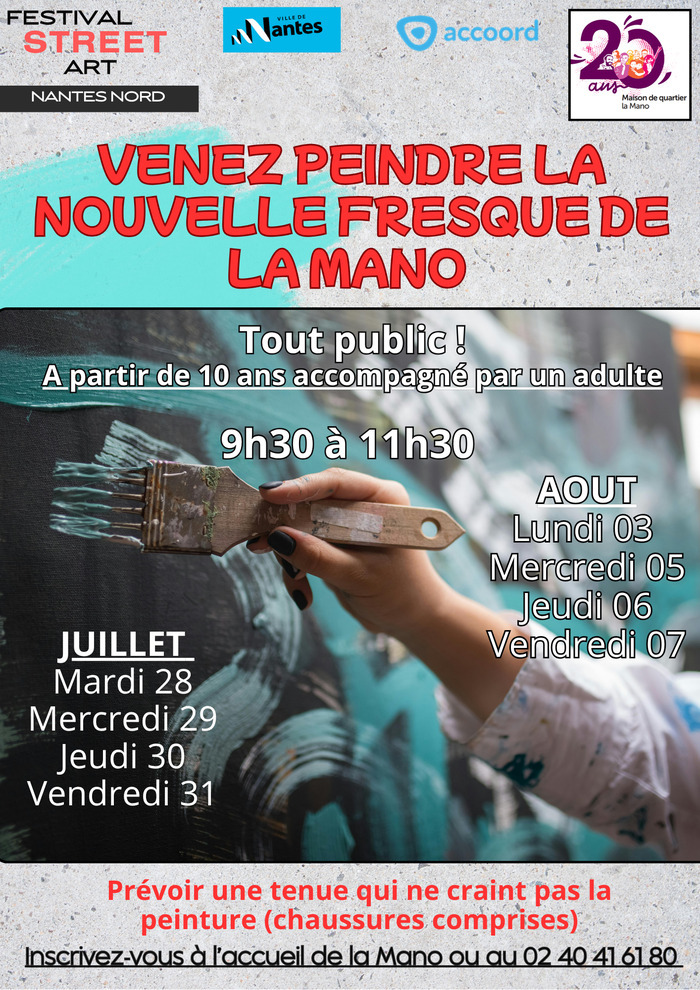 Venez peindre la nouvelle fresque de la maison de quartier La Mano Maison de quartier de La Mano Nantes