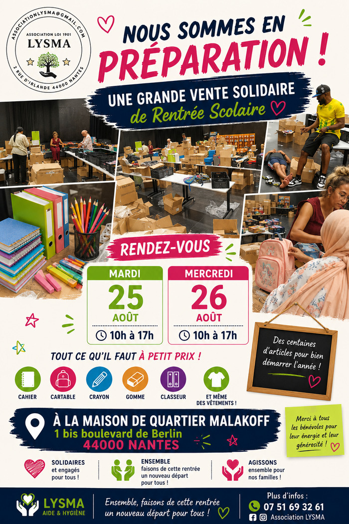 Vente Solidaire rentrée scolaire Maison de quartier des Haubans Nantes