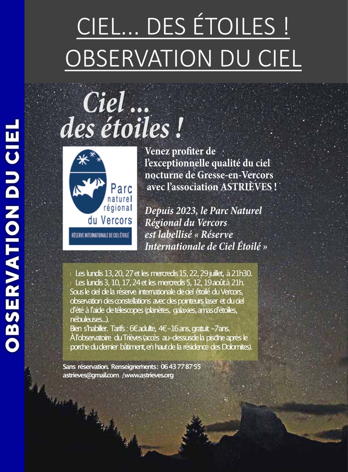 VERCORS – Ciel… des étoiles !, Observatoire du Trièves, Gresse-en-Vercors, Gresse-en-Vercors
