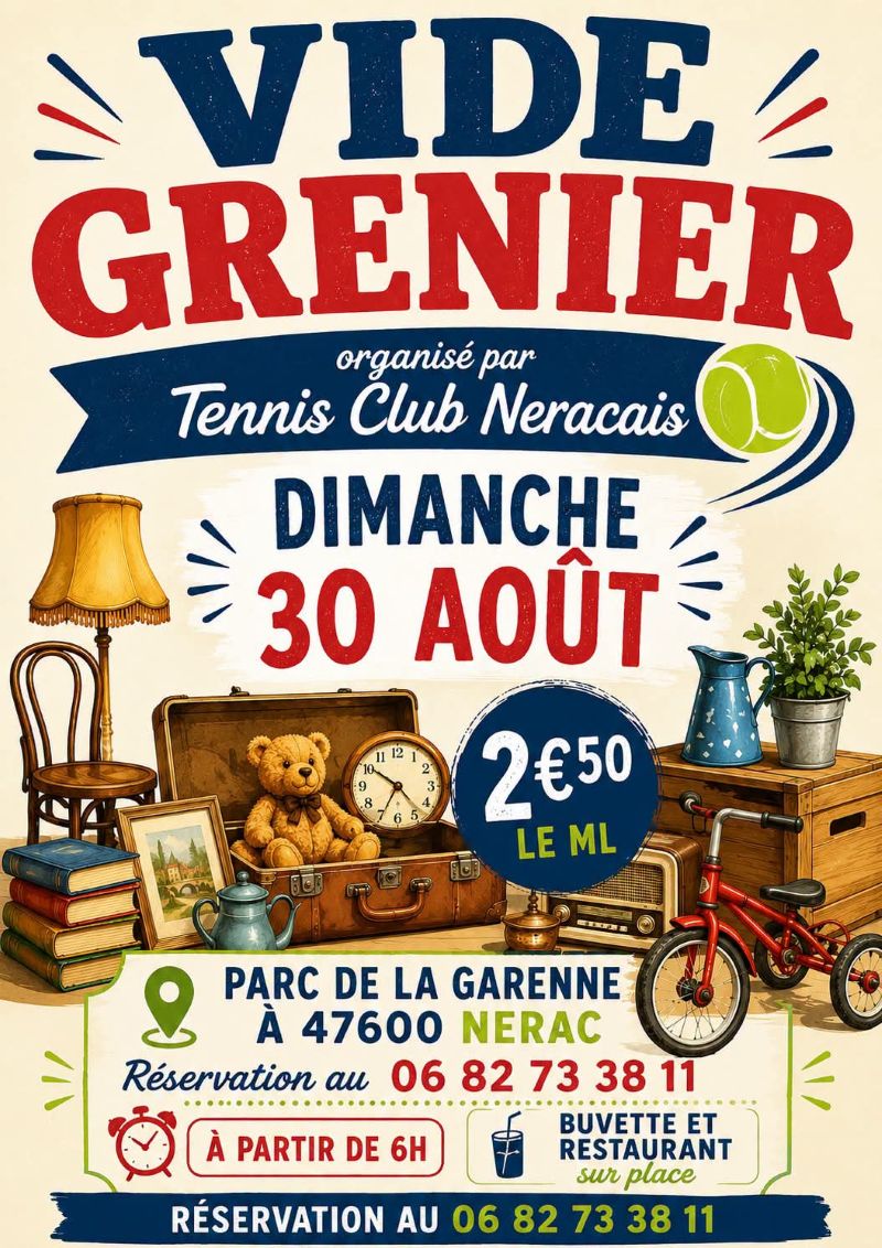 Vide grenier du Tennis Club Néracais Parc de la Garenne Nérac