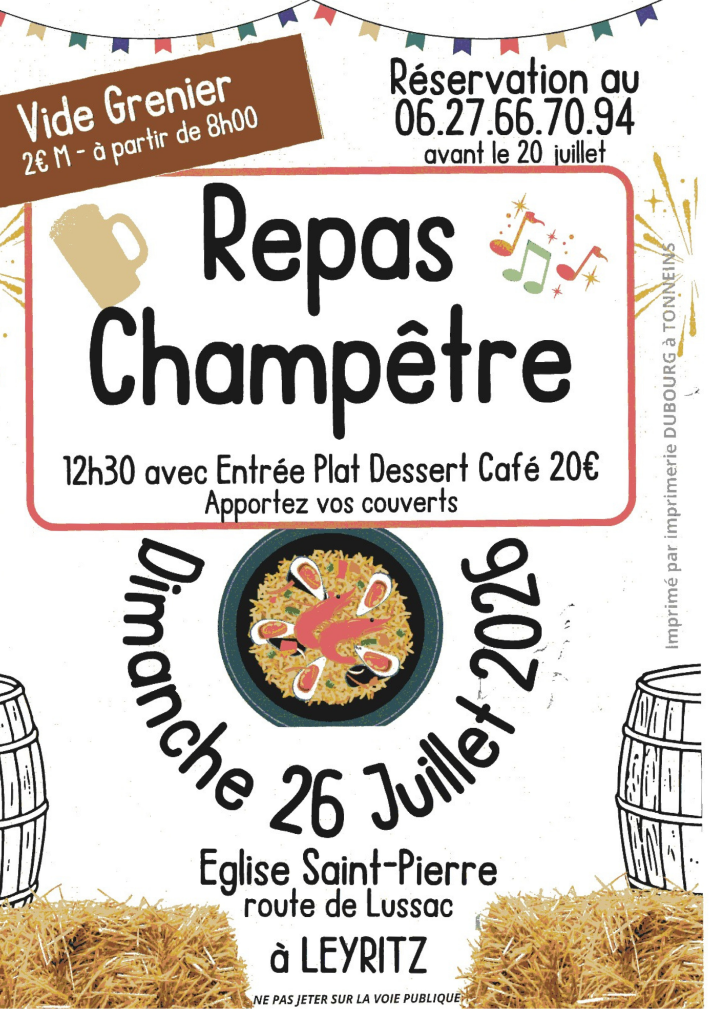 Vide grenier et repas champêtre Église Saint-Pierre Leyritz-Moncassin