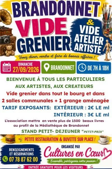 Vide-greniers et vide atelier artistes  Brandonnet