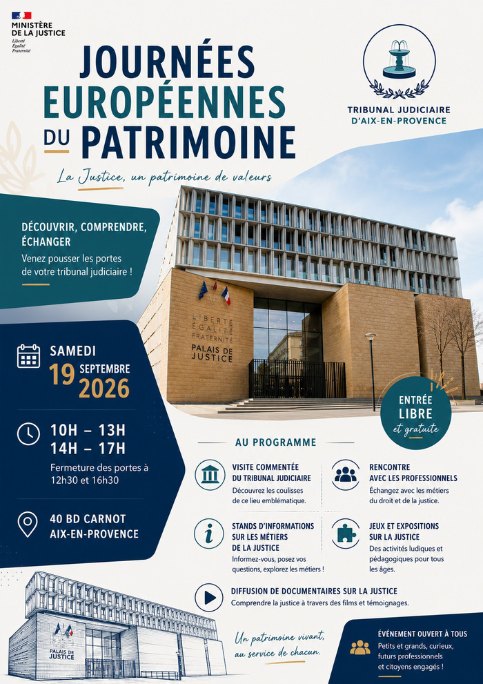 Visite commentée du tribunal judiciaire d&rsquo;Aix-en-Provence, Tribunal judiciaire d&rsquo;Aix-en-Provence, Aix-en-Provence
