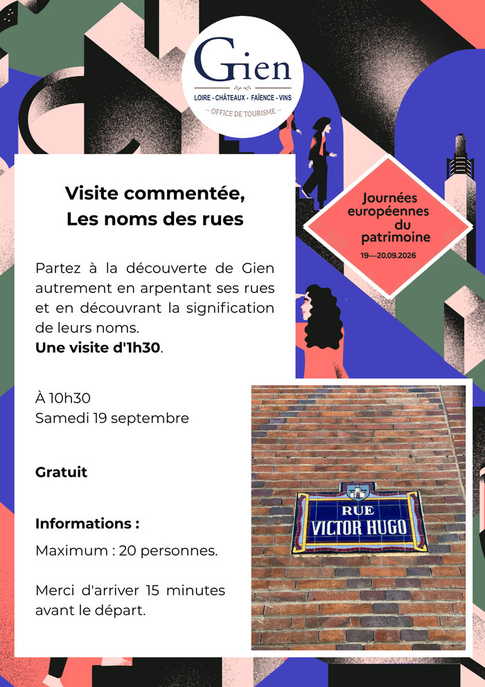 Visite commentée « Les noms des rues » de Gien, Office de Tourisme de Gien, Gien