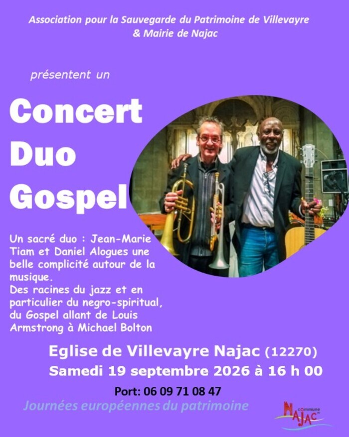 Visite de l'église et concert "duo gospel" Église de Villevayre Najac