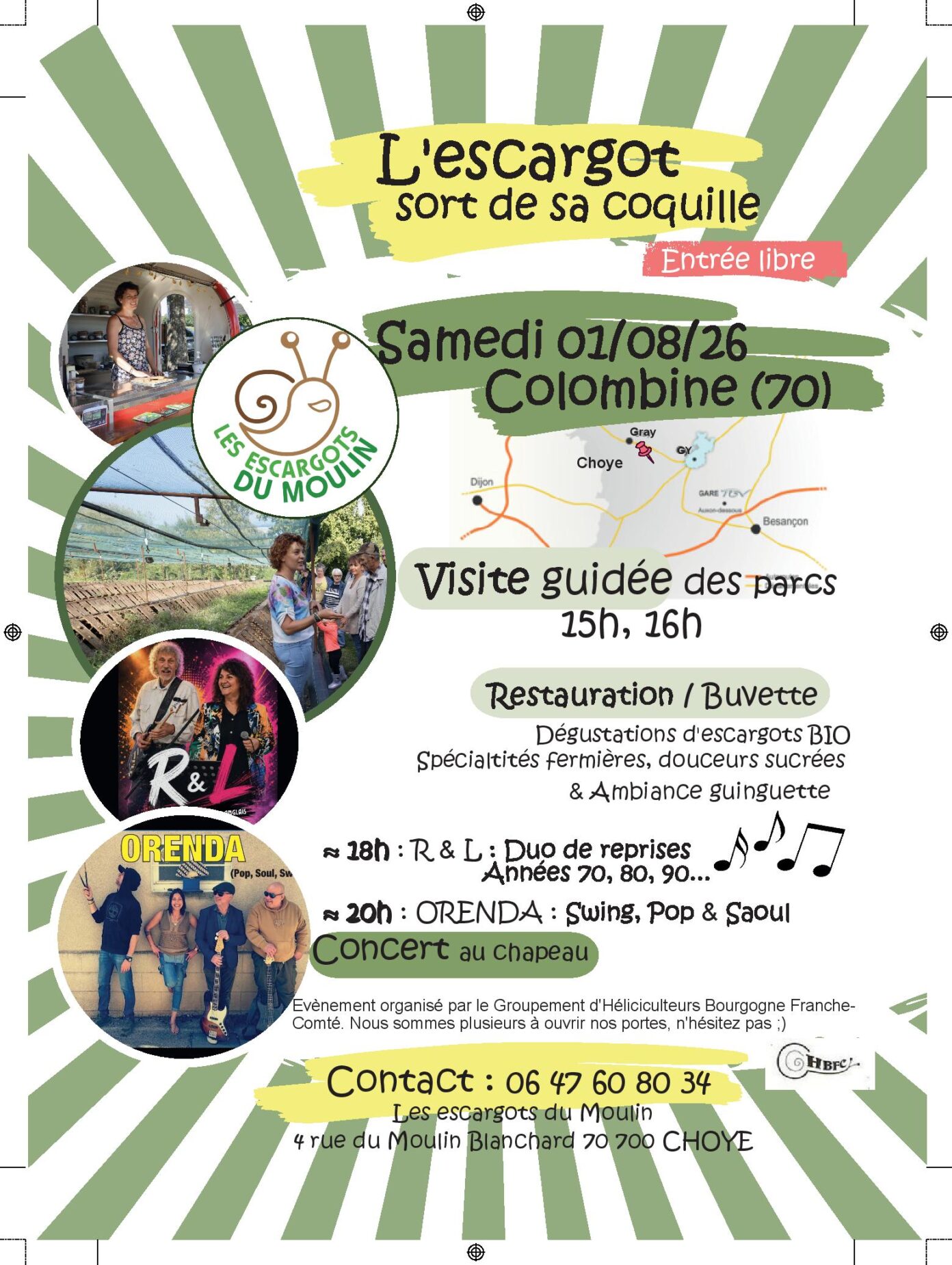 Visite des parcs à escargots à Colombine (Choye) Colombine