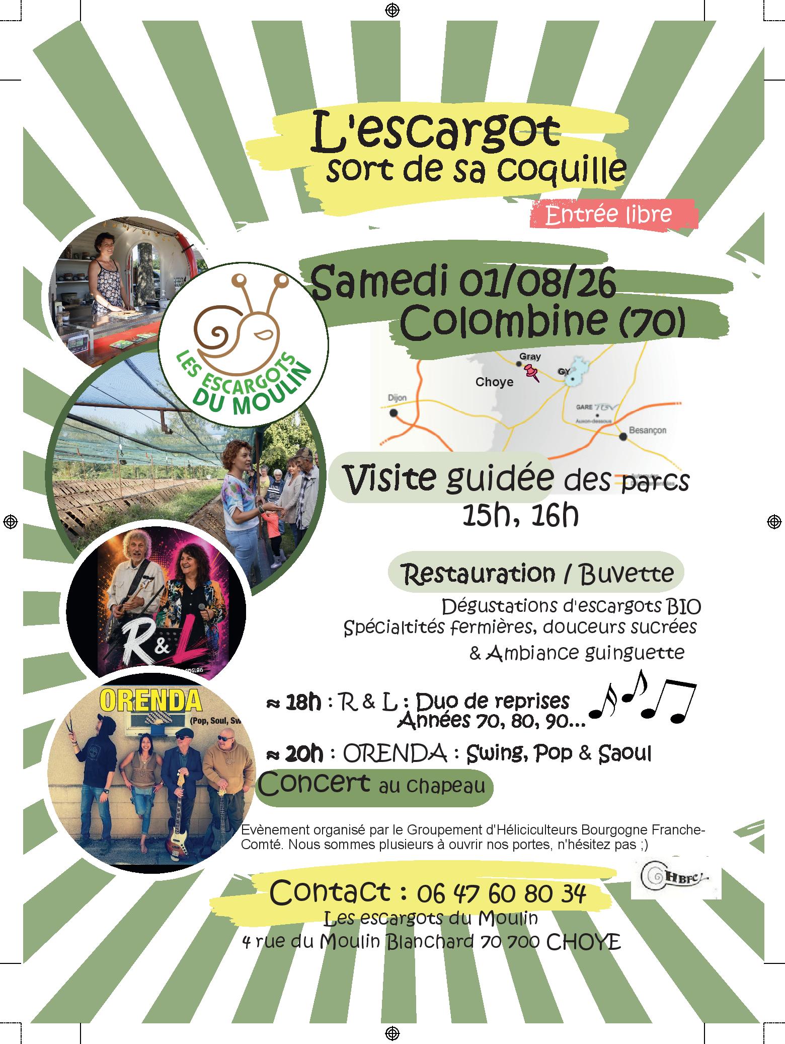 Visite des parcs à escargots à Colombine (Choye)  Colombine 2026-08-01