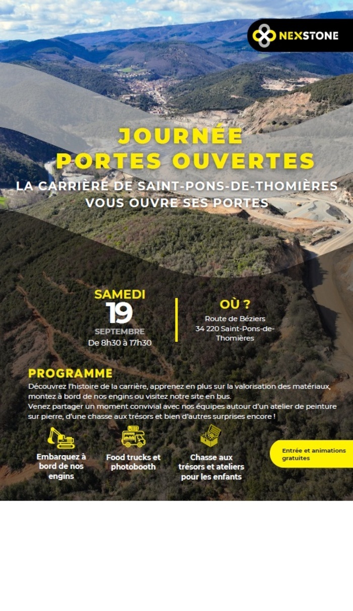 Visite d&rsquo;une carrière en exploitation et activités pour les enfants, Carrière de Saint-Pons, Saint-Pons-de-Thomières