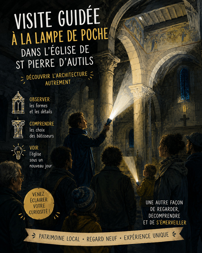 Visite guidée nocturne à la lampe de poche, Église Saint-Pierre, La Chapelle-Longueville