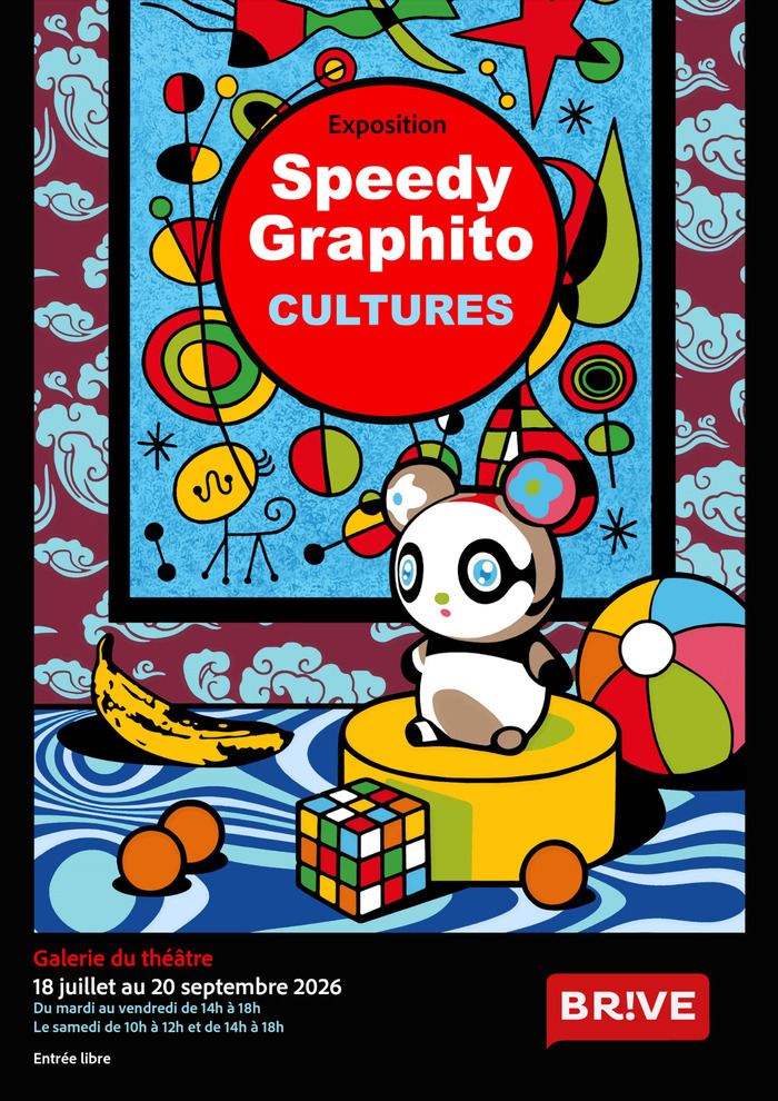 Visite libre de l&rsquo;exposition « Cultures – oeuvres de Speedy Graphito », Galerie du théâtre, Brive-la-Gaillarde