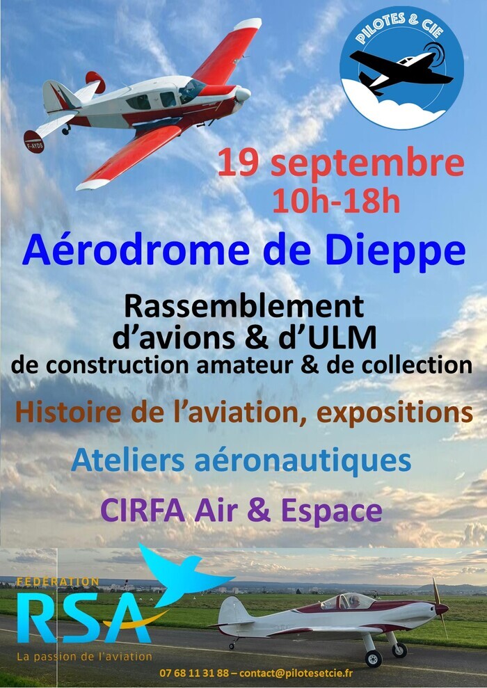 Visite libre : rassemblement d’aéronefs de construction amateur et de collection, Aérodrome de Dieppe, Saint-Aubin-sur-Scie