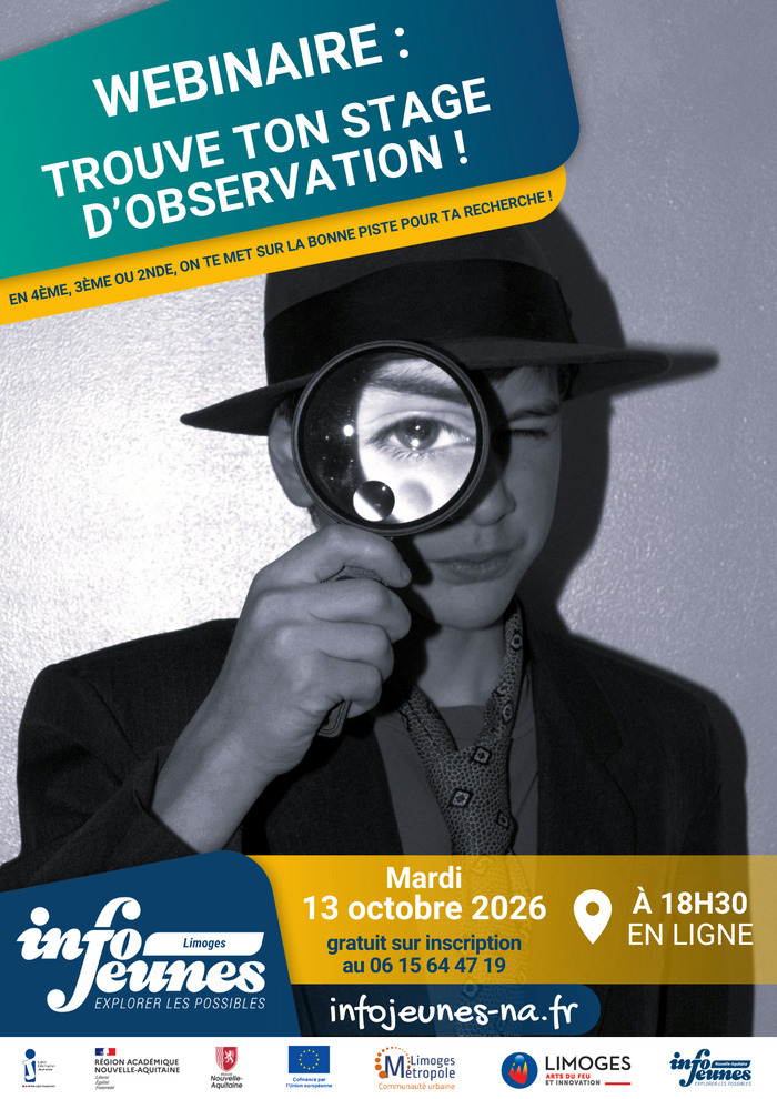 Webinaire Trouve ton stage d&rsquo;observation ! (en ligne), Info Jeunes Limoges – Bâtiment 25, Limoges