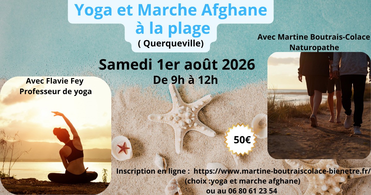 Yoga et marche afghane à la plage Querqueville Cherbourg-en-Cotentin