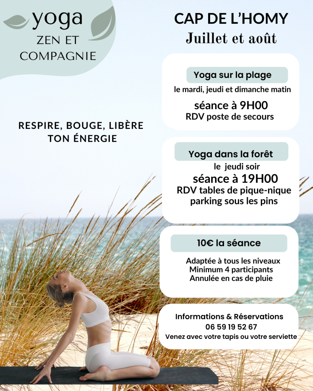 Yoga sur la plage Poste de secours Lit-et-Mixe