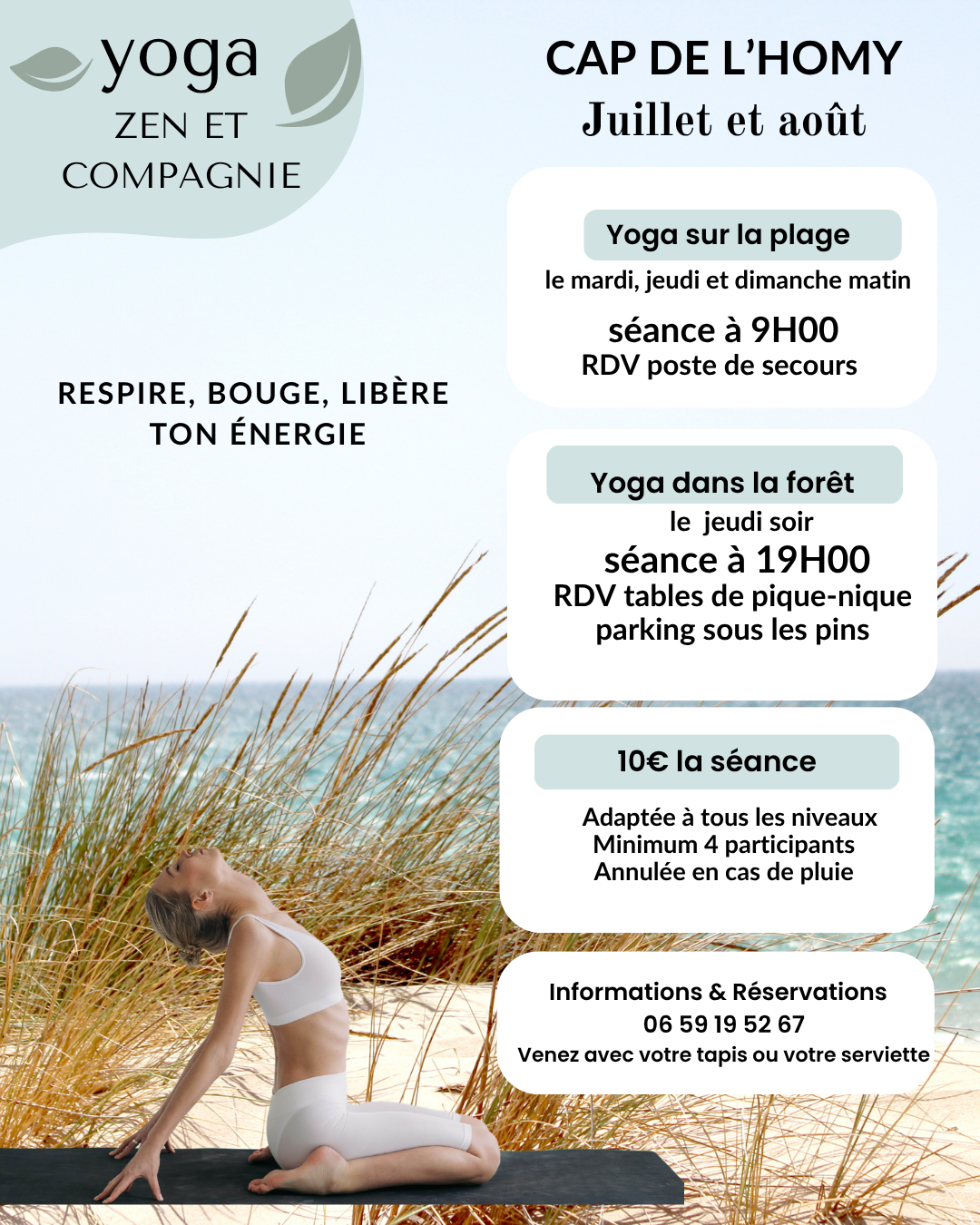 Yoga sur la plage Poste de secours Lit-et-Mixe