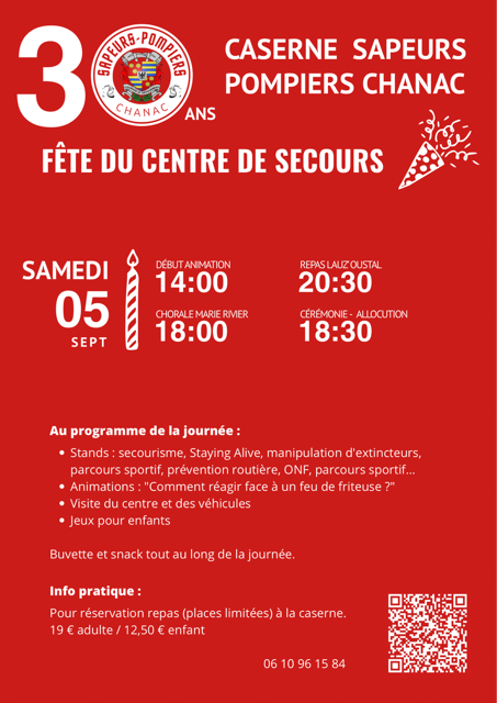 30ÈME ANIVERSAIRE DU CENTRE DE SECOURS Chanac
